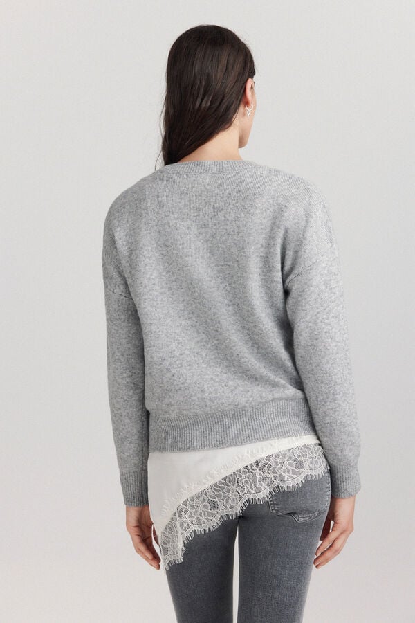 Springfield Pull &agrave; pierres brillantes et perl&eacute;es gris
