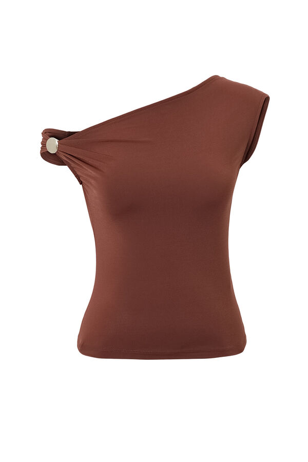 Trendyol Top asim&eacute;trico tostado