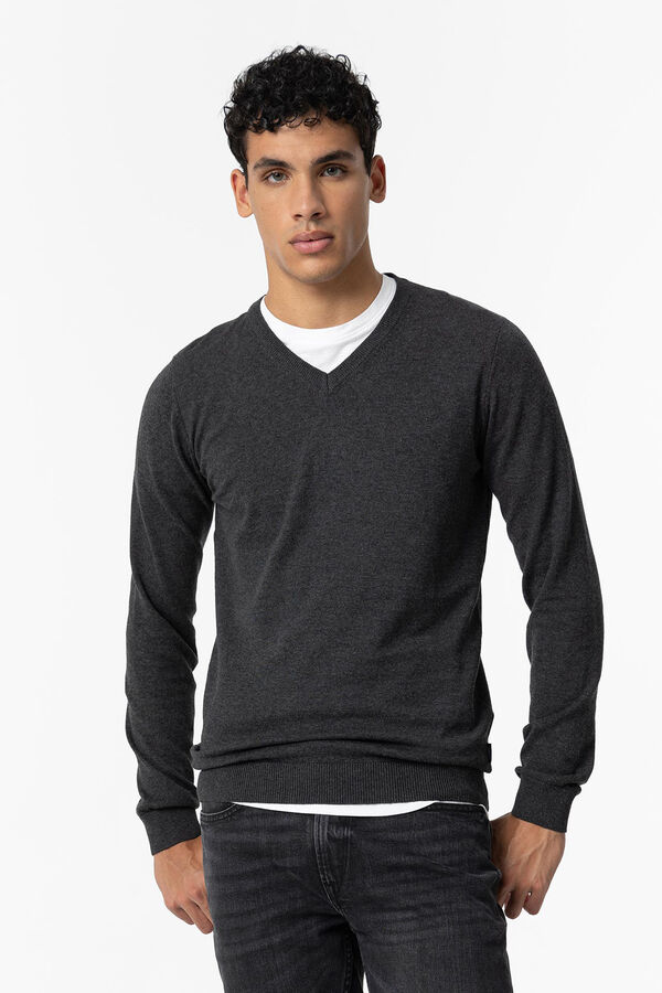 Tiffosi Jersey de Punto B&aacute;sico gris