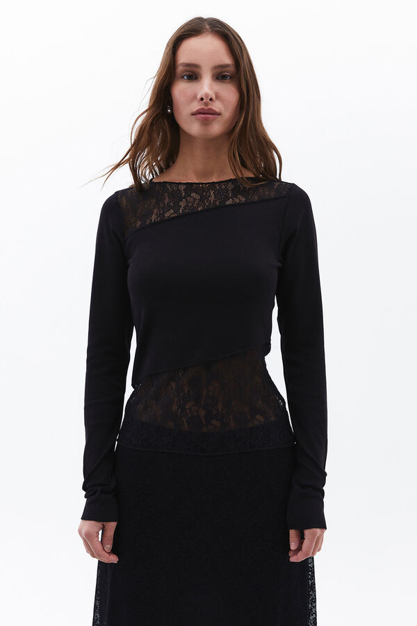 Oxxo Lace T-shirt Crna