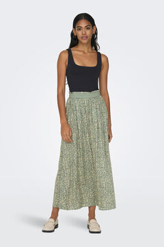 Springfield Long printed skirt with elasticated waist green