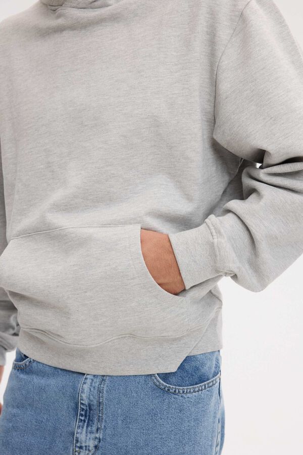 Inside Sweatshirt com capuz b&aacute;sica regular cinzento