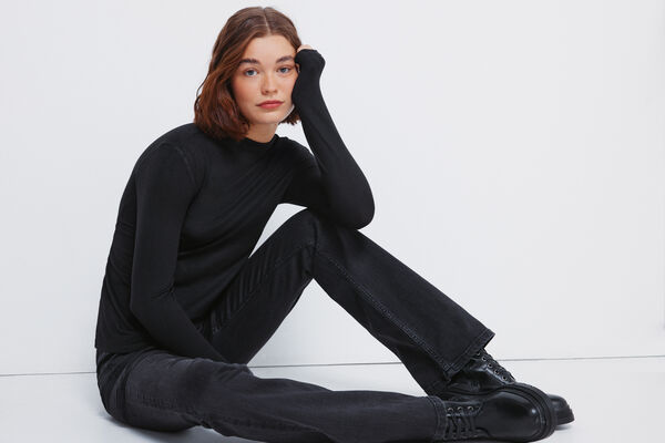 Springfield Soft touch Perkins neck T-shirt black