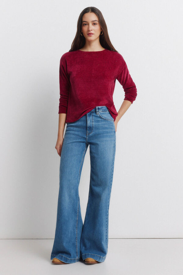 Springfield Camiseta chenilla tachas burdeos