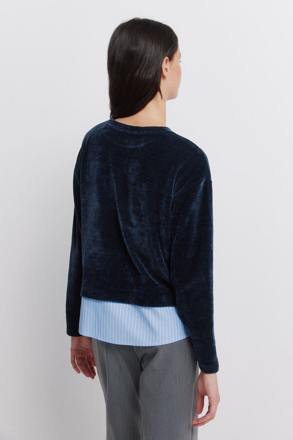 Springfield Chenille mixed-material T-shirt blue