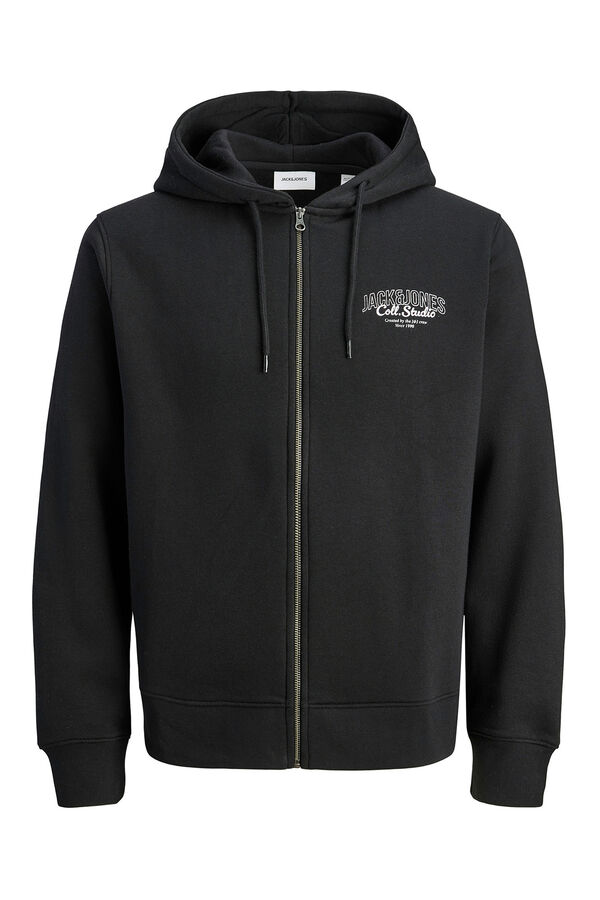 Jack & Jones PLUS fecho-&eacute;clair b&aacute;sico com Sweatshirt PLUS preto