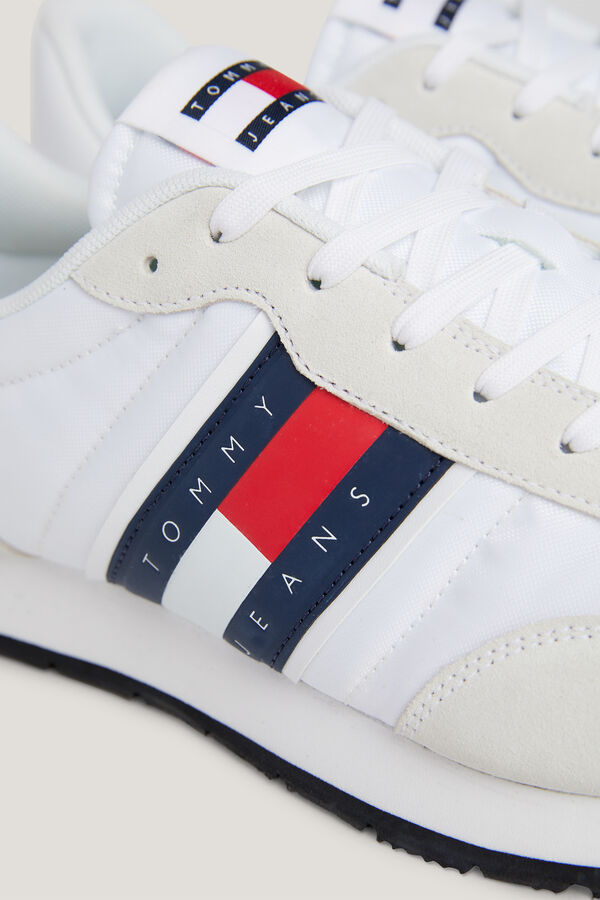 Springfield Men's Tommy Jeans runner trainer with flag white