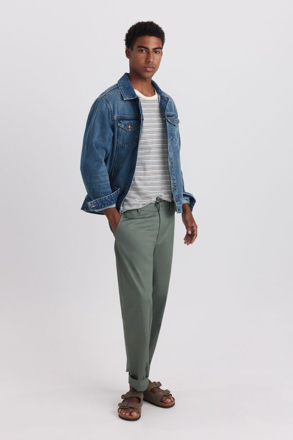 Springfield Lightweight straight fit trousers green