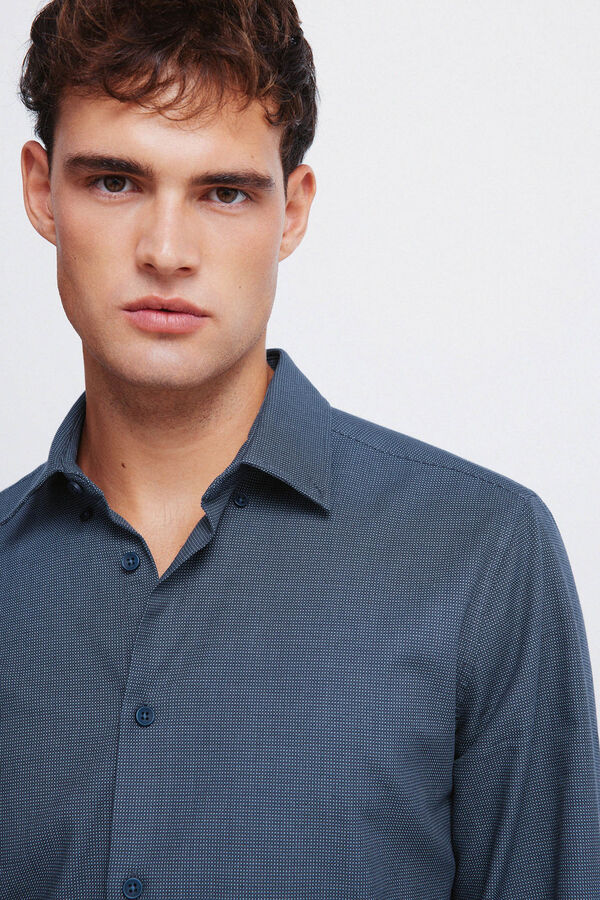 Springfield Chemise habillée structurée bicolore bleu