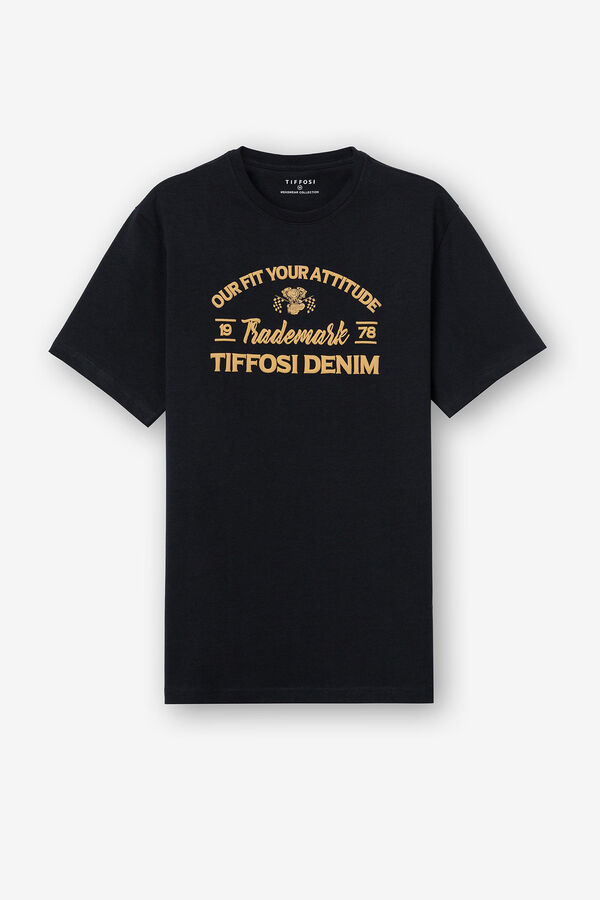 Springfield T-Shirt mit Print in Relief-Optik vorne Dunkelblau