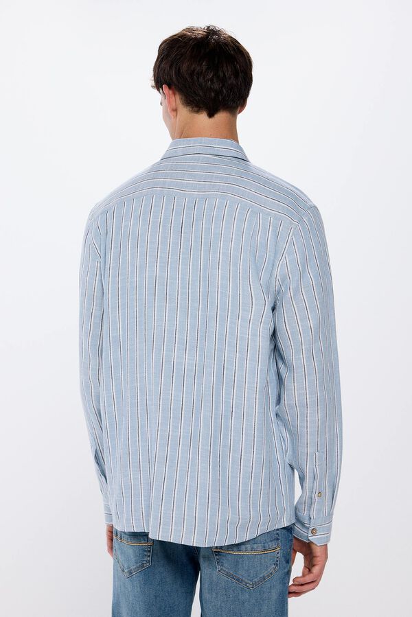 Springfield Rustic striped shirt steel blue