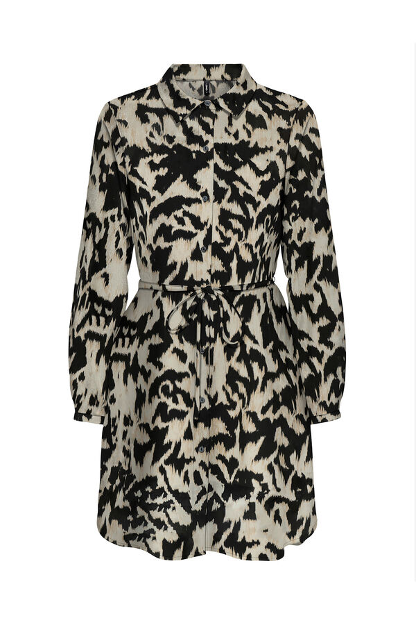 Only Vestido curto camiseiro bege