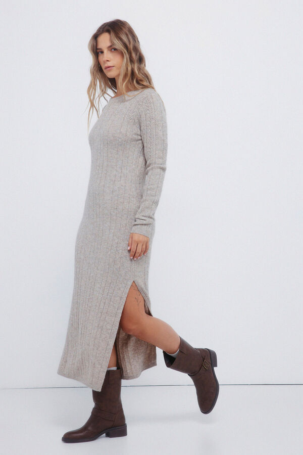 Springfield Pointelle jersey-knit midi dress grey