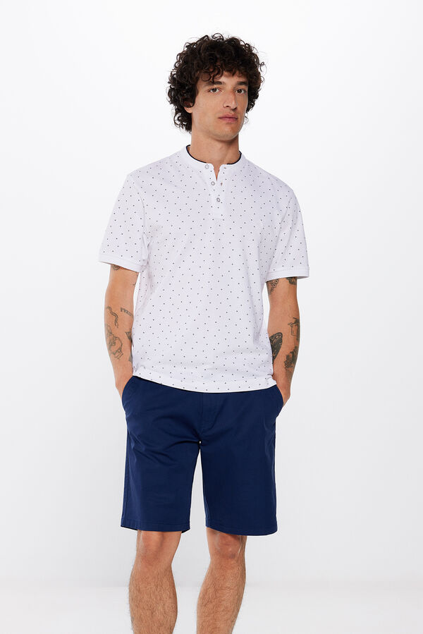 Springfield Polo majica od pikea slim kroja s uzorkom bijela