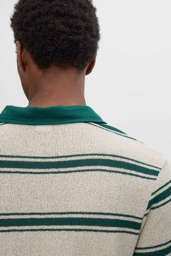 Inside Striped short sleeve polo shirt green