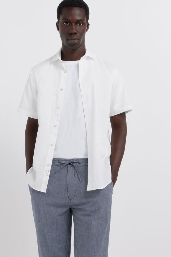 Springfield Striped linen straight fit chinos blue