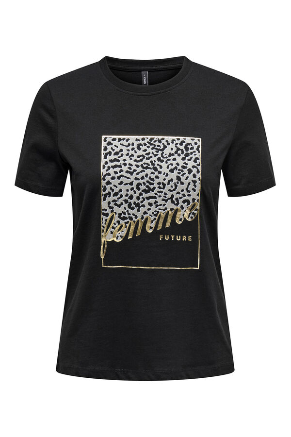 Only short sleeve animal print T-shirt Crna