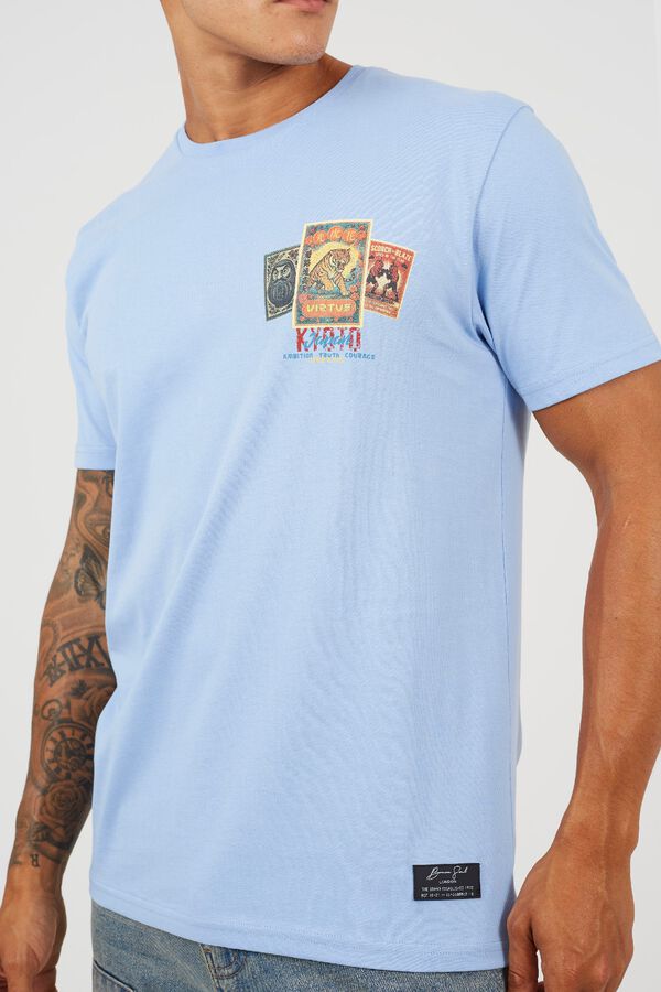 Brave Soul Printed short sleeve T-shirt blue