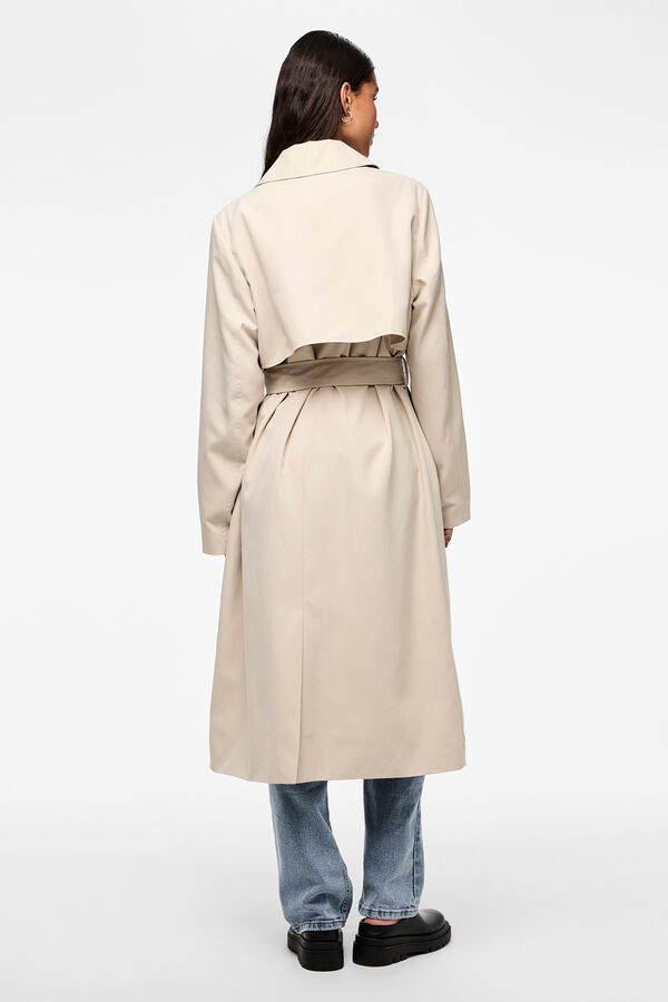 Pieces Lang&auml;rmliger Trenchcoat mit Reverskragen Grau