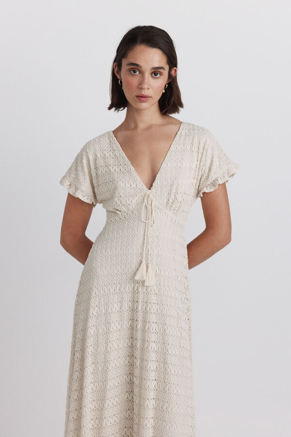 Springfield Embroidered lace dress printed