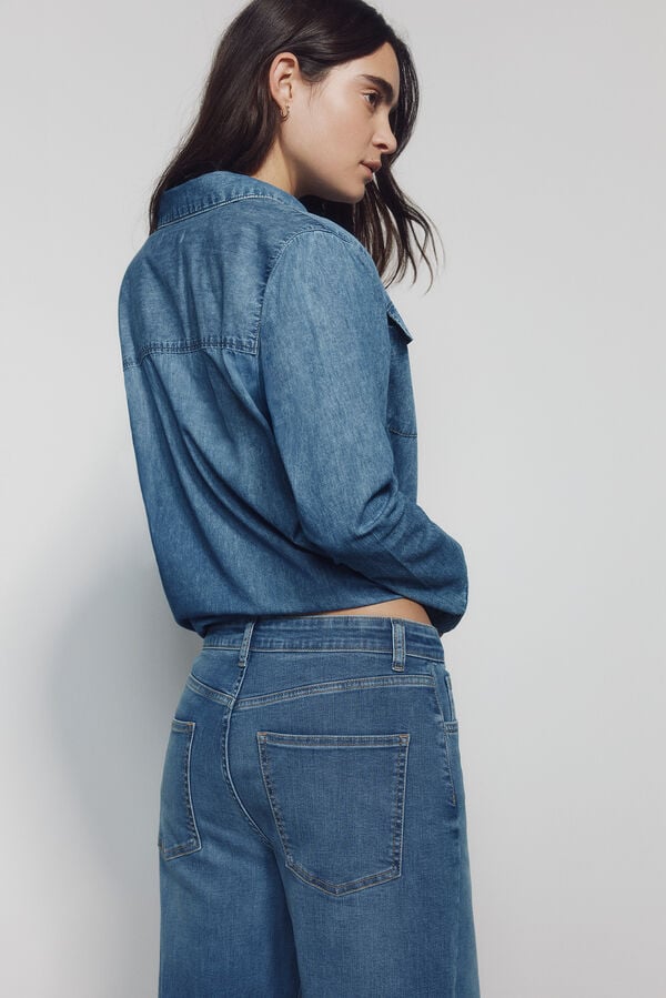Springfield Wide high-rise jeans blue