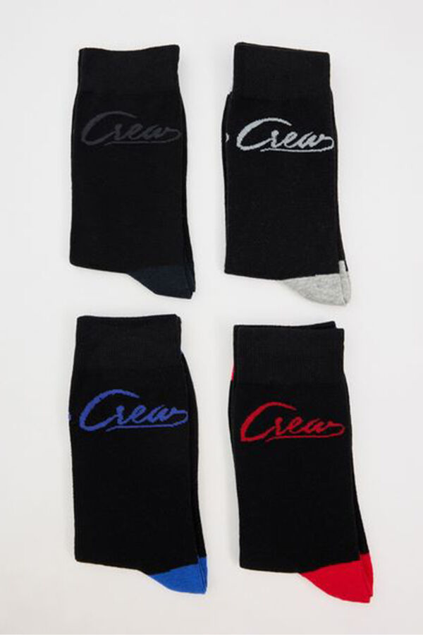 Inside Pacote de meia pretas b&aacute;sicas x4 estampado