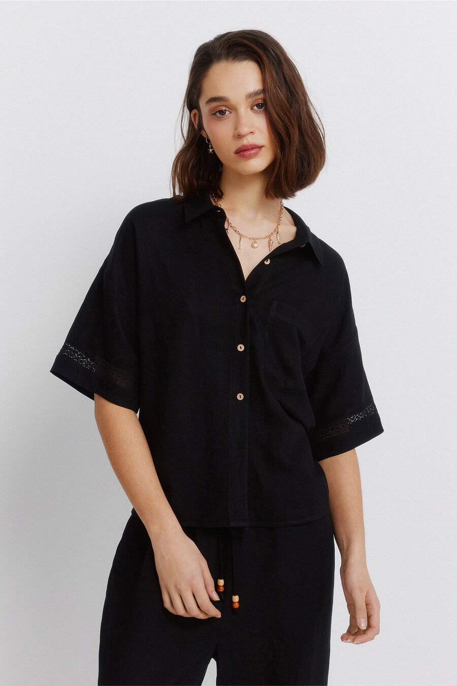 Camisa manga corta lace