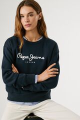 Pepe Jeans Sweatshirt Gola Redonda Com Logo azul
