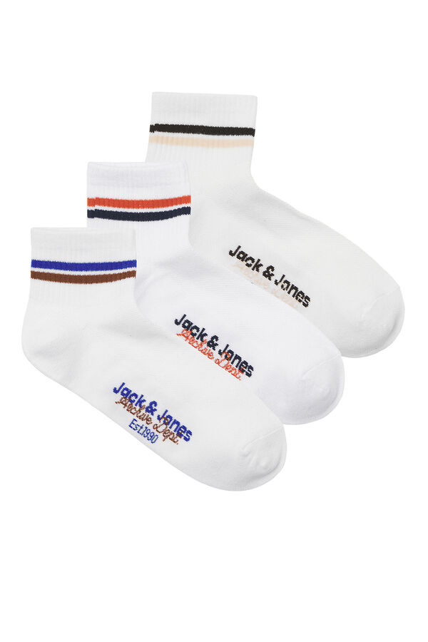 Jack & Jones Junior Pack tres calcetines tobilleros blanco