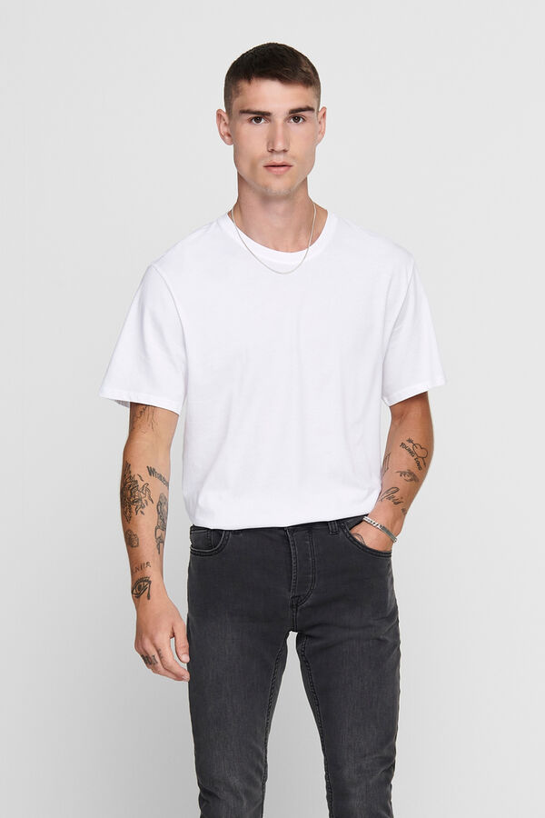 Only & Sons T-shirt b&aacute;sica branco