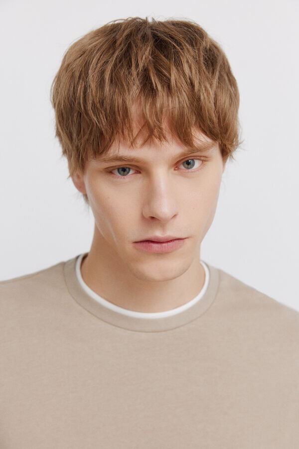 Springfield Double neck T-shirt nude