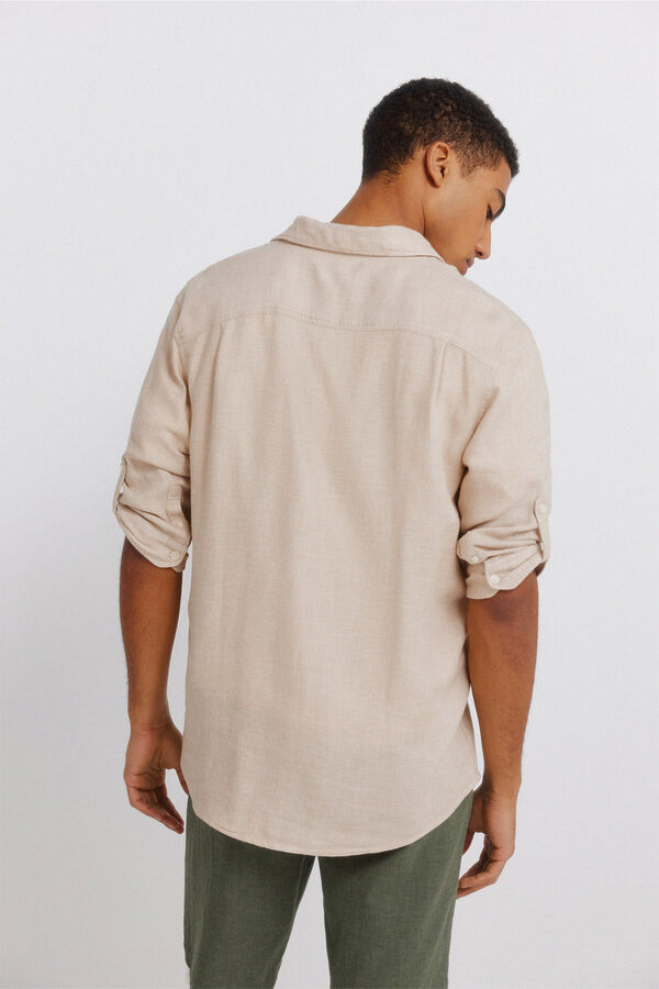 Springfield Linen viscose 3/4 sleeve shirt grey