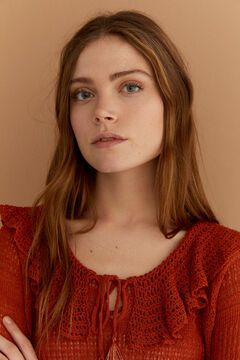 Springfield Pullover Pointelle braun