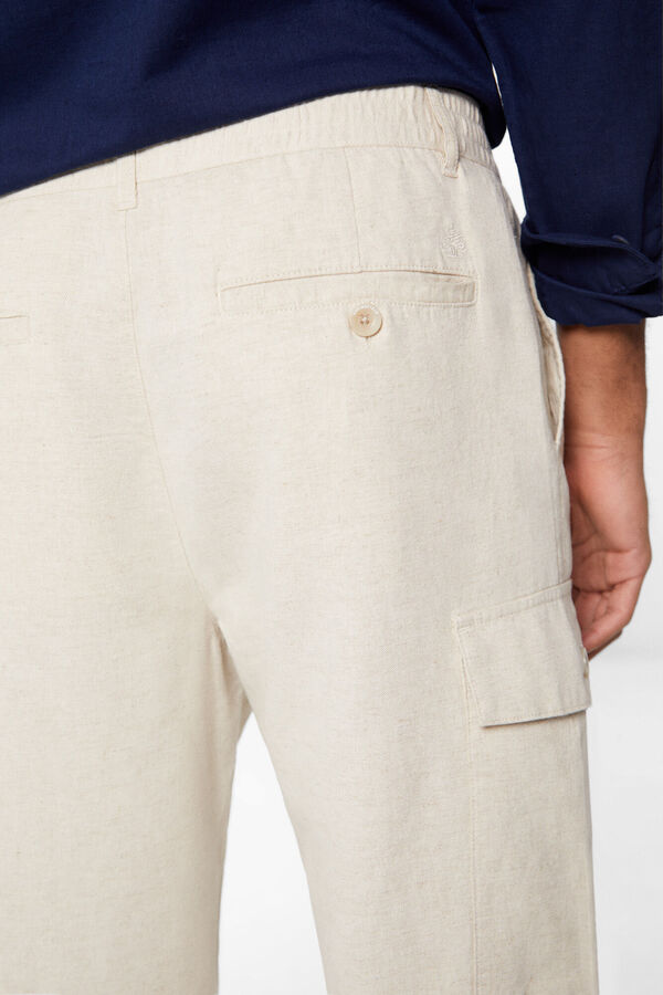 Springfield Pantalon cargo lin slim fit natural