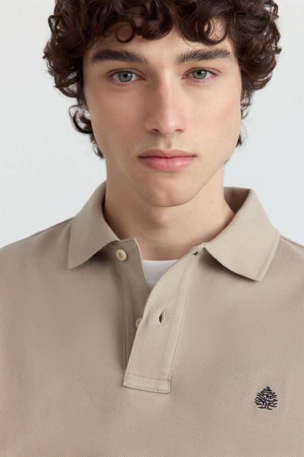 Springfield Piqu&eacute; basic regular fit polo shirt nude