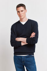 Springfield Basic V-neck logo jumper Springfield blue