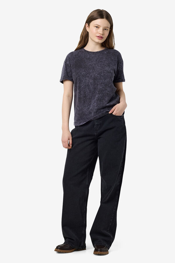 Noisy May Linen look T-shirt grey