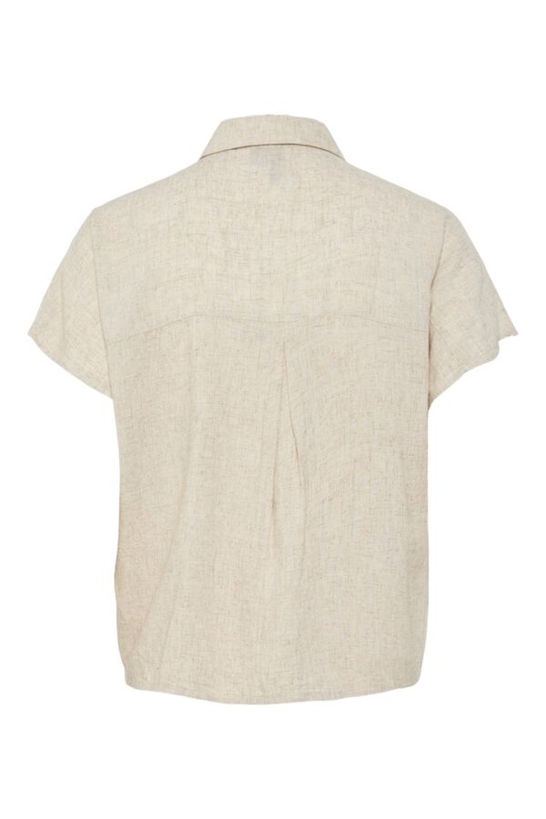 Pieces Linen knot detail short sleeve shirt brown