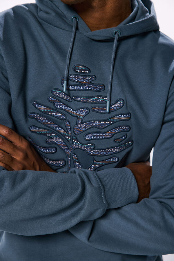 Springfield Tree hood sweatshirt steel blue