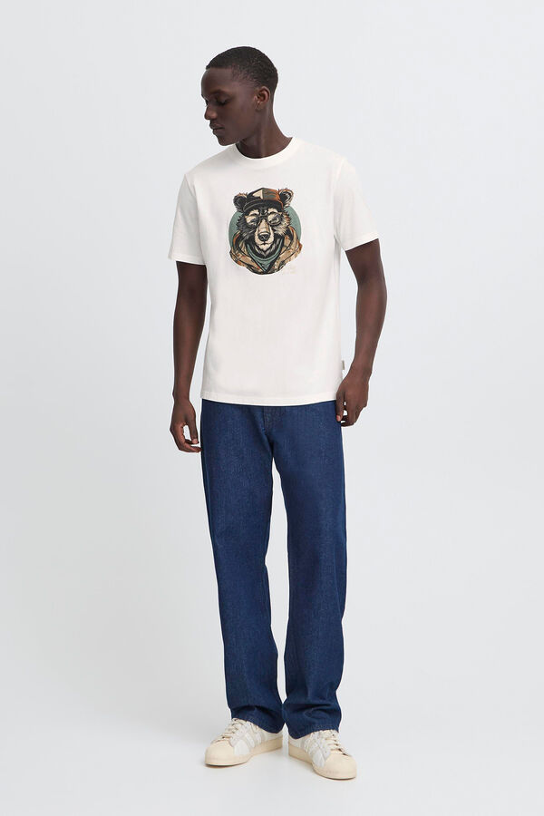 Blend T-shirt Manga Curta Print  branco