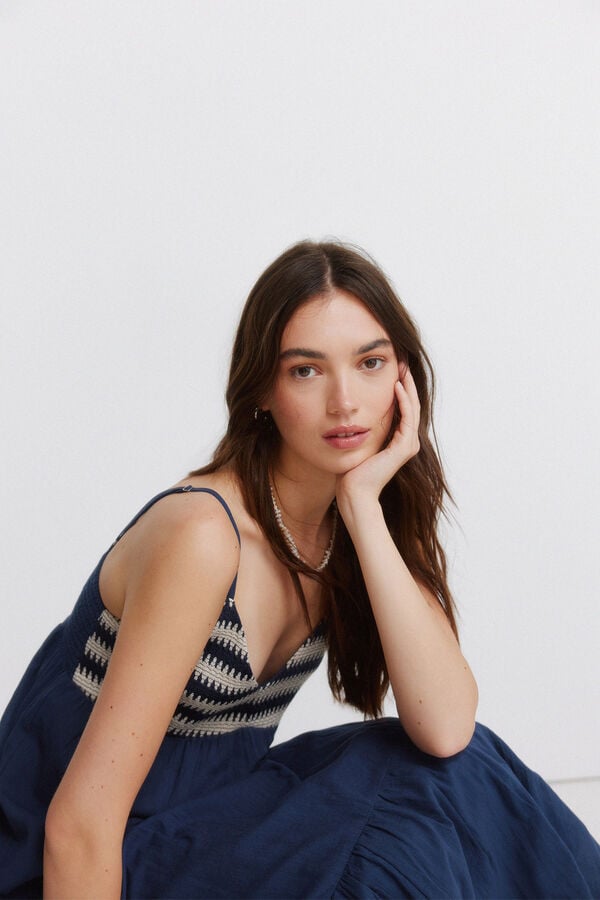 Springfield Crochet strap dress blue