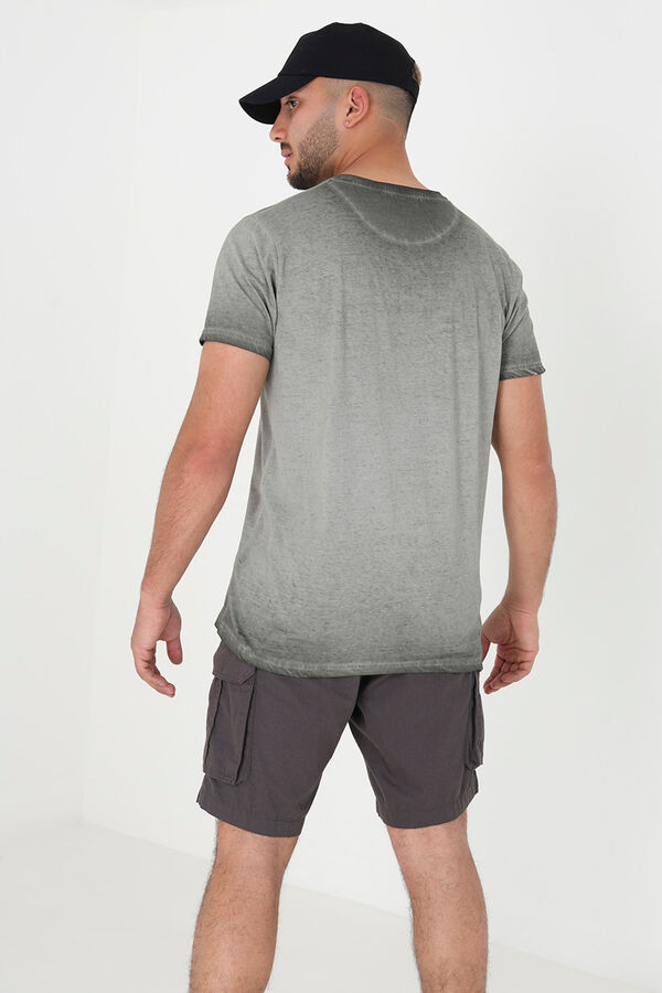 Springfield Short-sleeved washed fabric T-shirt Kaki