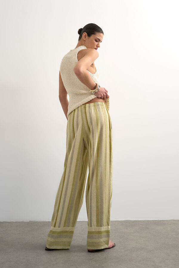 Topshop Pantal&oacute;n estampado de cord&oacute;n verde