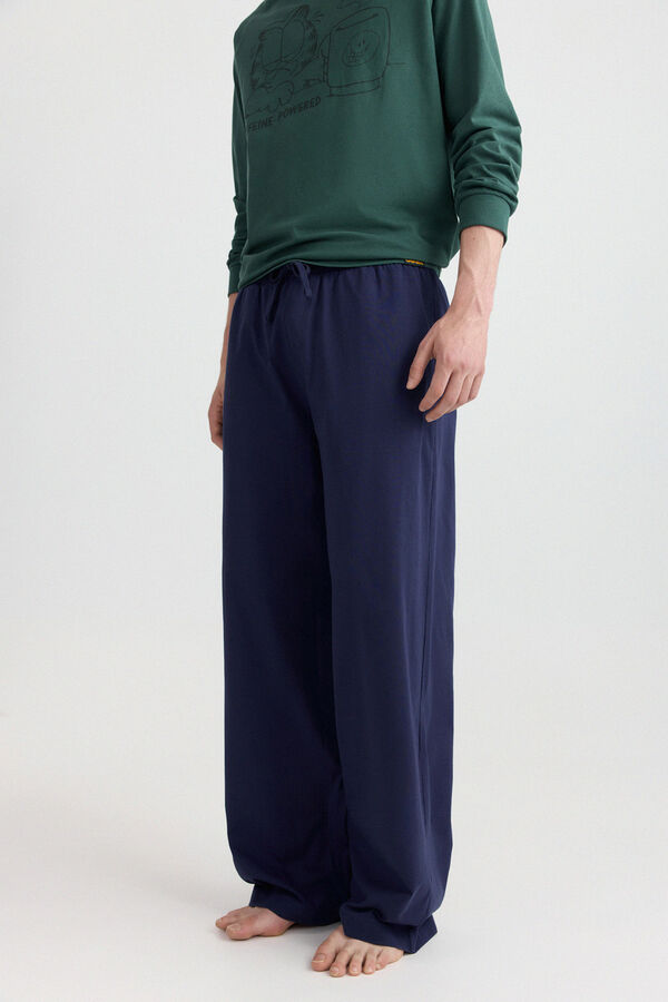 Springfield Garfield long pyjamas with plaid trousers green