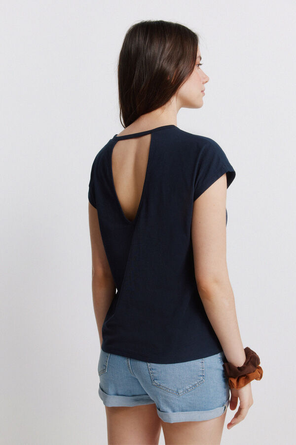 Springfield Sleeveless T-shirt with print blue