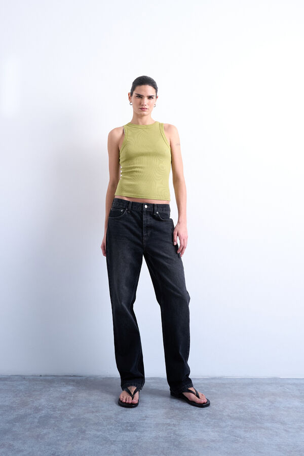 Topshop Round neck top green