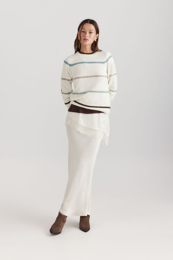 Springfield Striped knit jumper beige