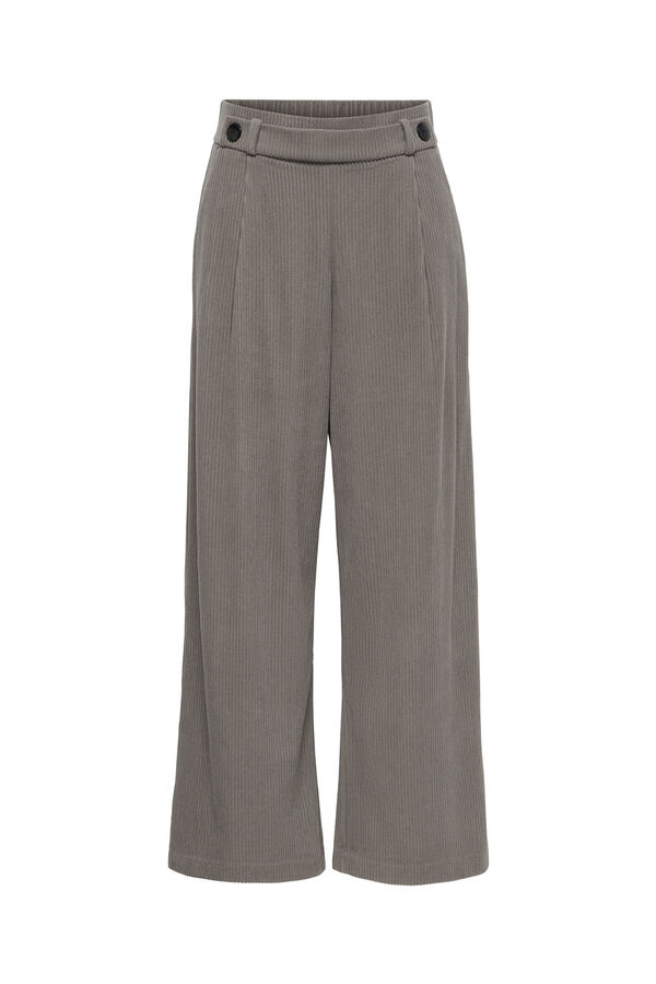 JDY Lange Wide-Leg-Hose aus Cord Grau