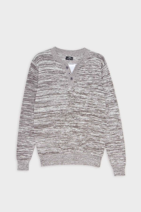 Inside V-neck cable knit jumper grey