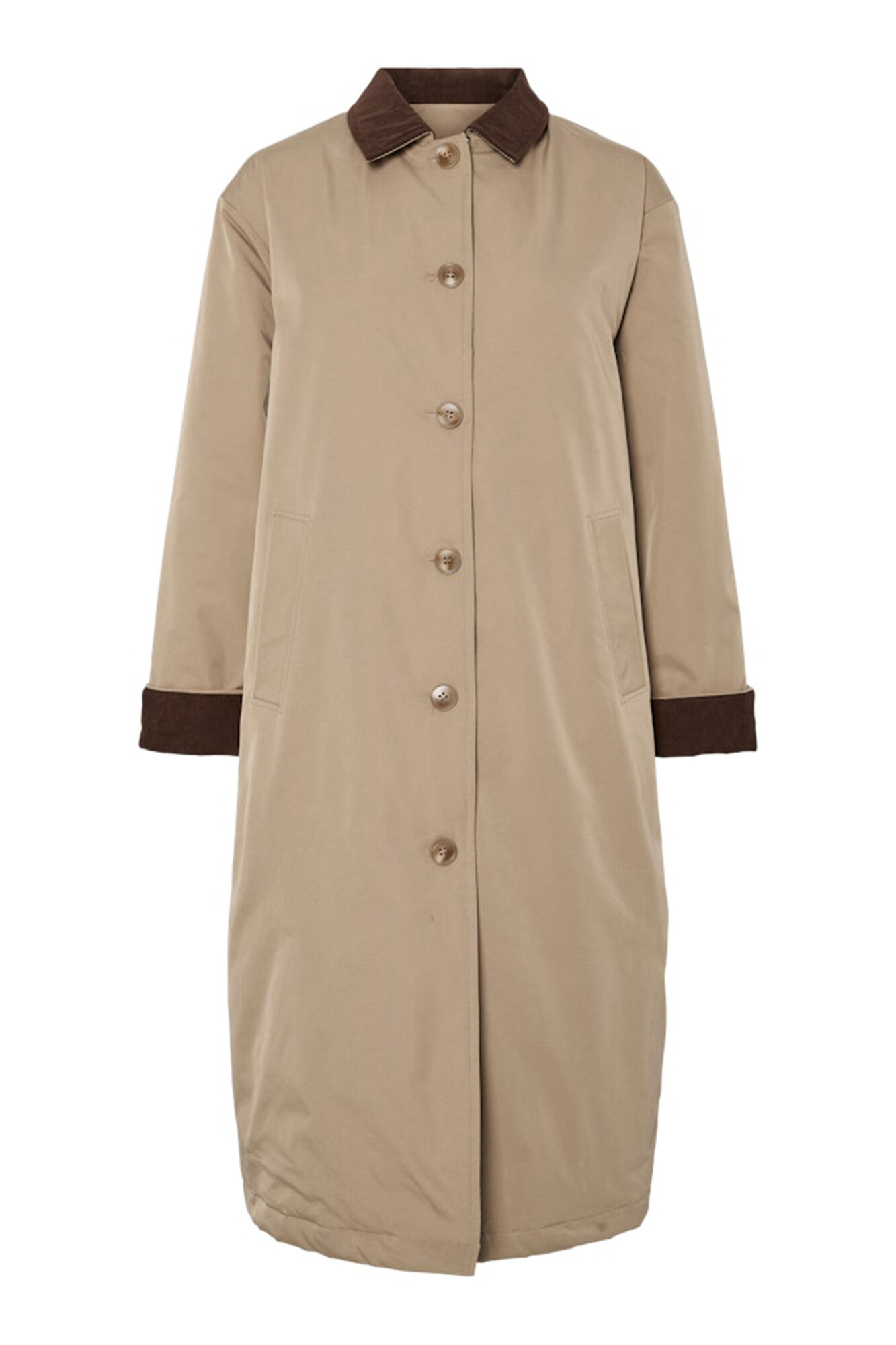 Pieces Abrigo gabardina detalle cuello pu&ntilde;os